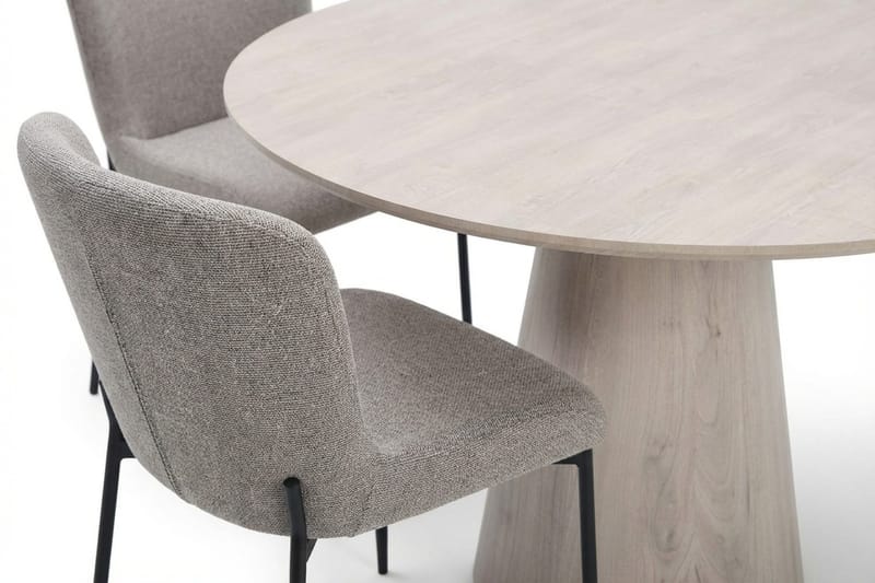 Siena spisegruppe rund 110 cm hvidlaseret med 4 Elsie-spisestole - Hvidlaseret/Lysegrå - Møbler - Borde - Spisebordssæt