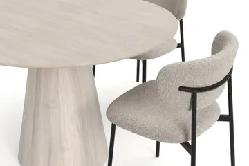 Siena spisegruppe rund 110 cm hvidlaseret med 4 Lucy spisebordsstole - Hvidbejdset eg - Møbler - Borde - Spisebordssæt