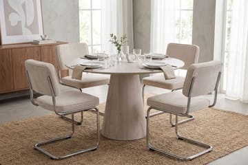 Siena spisegruppe rund 110 cm hvidlaseret med 4 Milva spisestole - Hvidbejdset eg - Møbler - Borde - Spisebordssæt