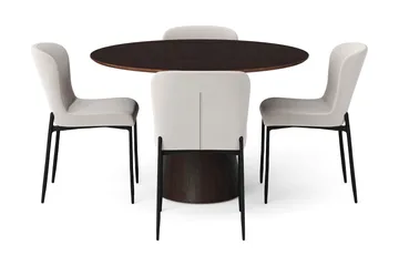 Siena spisegruppe rund 110 cm røget eg med 4 Elsie spisestole - Røget eg - Møbler - Borde - Spisebordssæt