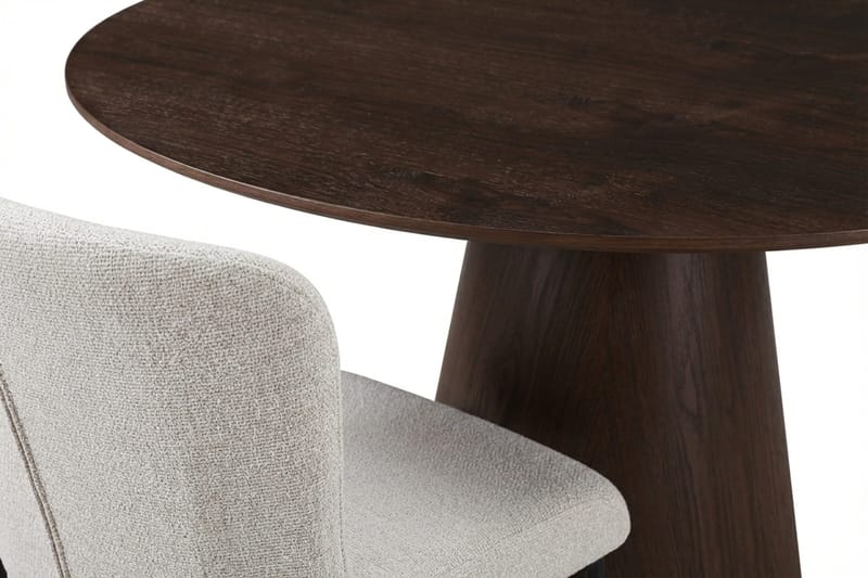 Siena Spisegruppe Rund 110 cm Røget Eg med 4 Elsie Spisestole - Røget Eg/Hvid - Møbler - Borde - Spisebordssæt
