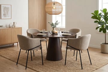 Siena spisegruppe rund 110 cm røget eg med 4 Filip spisestole - Røget eg - Møbler - Borde - Spisebordssæt