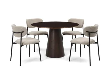 Siena spisegruppe rund 110 cm Røget eg med 4 Lucy-spisestole