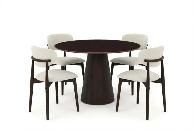 Siena spisegruppe rund 110 cm røget eg med 4 Molly spisestole - Røget eg - Møbler - Borde - Spisebordssæt