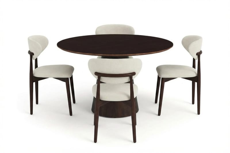 Siena spisegruppe rund 110 cm røget eg med 4 Molly spisestole - Røget eg - Møbler - Borde - Spisebordssæt