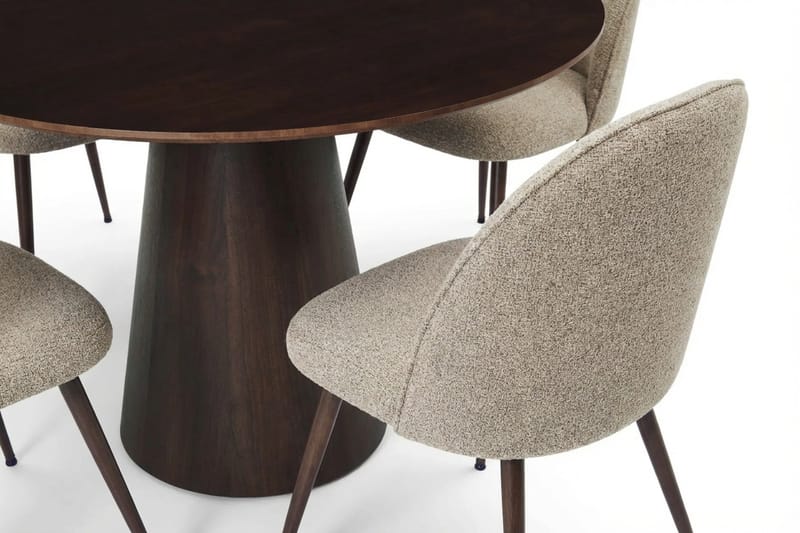 Siena spisegruppe rund 110 cm røget eg med 4 Nibe Plus-spisestole - Røget eg - Møbler - Borde - Spisebordssæt