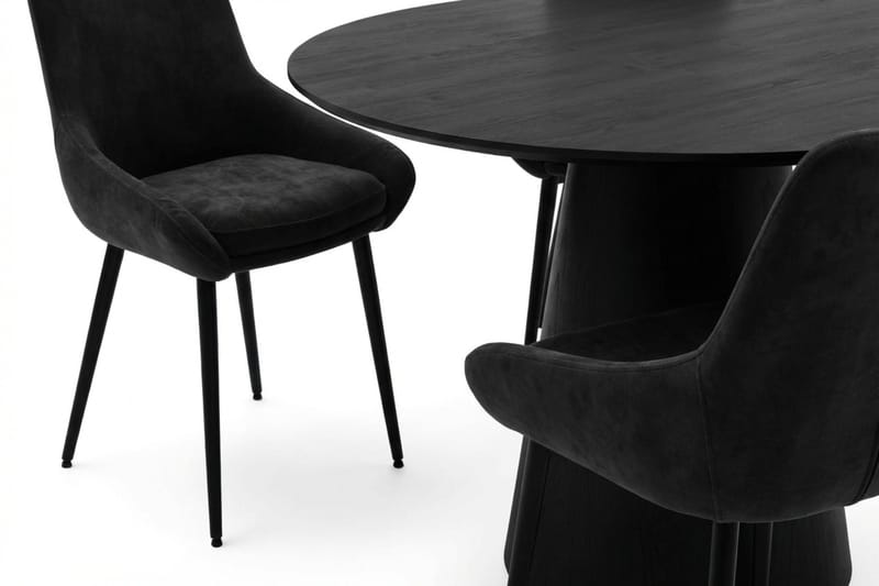 Siena spisegruppe rund 110 cm sort med 4 Alsarp spisestole - Sort - Møbler - Borde - Spisebordssæt