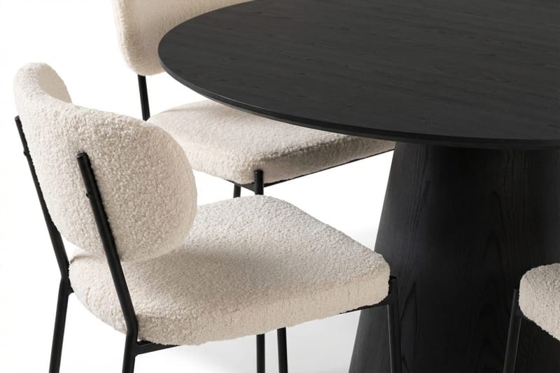 Siena spisegruppe rund 110 cm sort med 4 Gemmiano spisestole - Sort - Møbler - Borde - Spisebordssæt