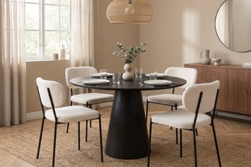 Siena spisegruppe rund 110 cm sort med 4 Gemmiano spisestole - Sortbejdset eg - Møbler - Borde - Spisebordssæt