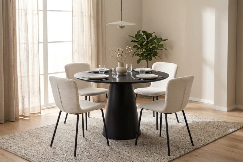 Siena spisegruppe rund 110 cm sort med 4 Katy spisebordsstole - Sort - Møbler - Borde - Spisebordssæt