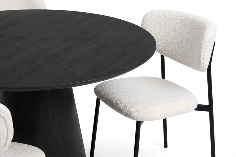 Siena spisegruppe rund 110 cm sort med 4 Lucy spisebordsstole - Sort - Møbler - Borde - Spisebordssæt