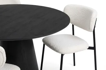 Siena spisegruppe rund 110 cm sort med 4 Lucy spisebordsstole - Sortbejdset eg - Møbler - Borde - Spisebordssæt