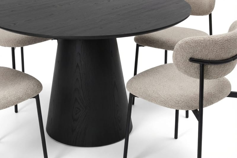 Siena spisegruppe rund 110 cm Sort med 4 Lucy-spisestole - Sort - Møbler - Borde - Spisebordssæt
