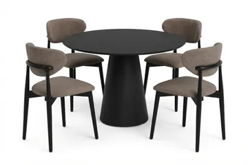 Siena spisegruppe rund 110 cm sort med 4 Molly spisestole