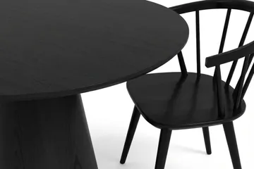 Siena spisegruppe rund 110 cm sort med 4 Tyrö spisestole - Sortbejdset eg - Møbler - Borde - Spisebordssæt