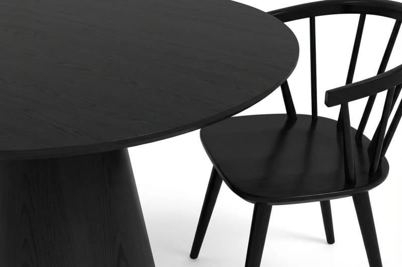 Siena spisegruppe rund 110 cm sort med 4 Tyrö spisestole - Sortbejdset eg - Møbler - Borde - Spisebordssæt