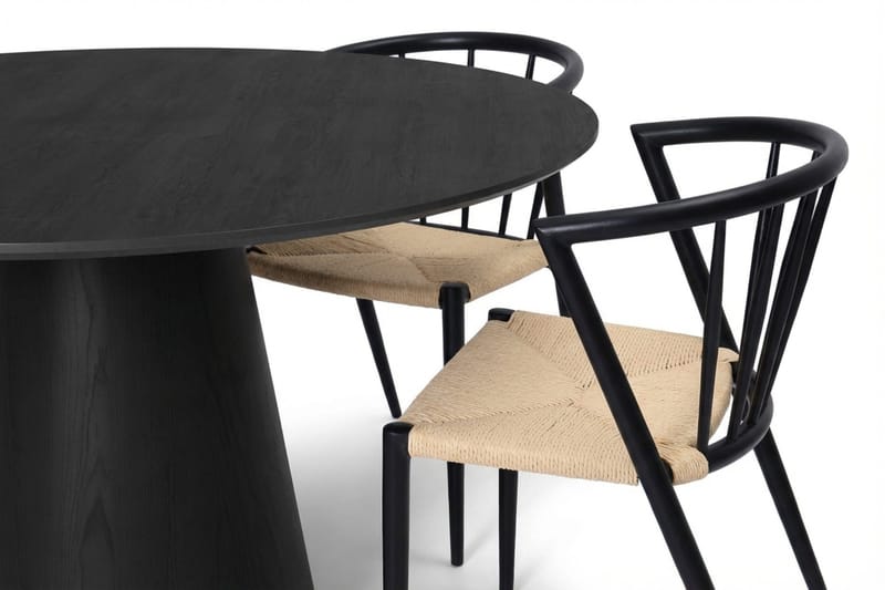 Siena spisegruppe rund 110 cm sort med 4 Winston spisebordsstole - Sort - Møbler - Borde - Spisebordssæt