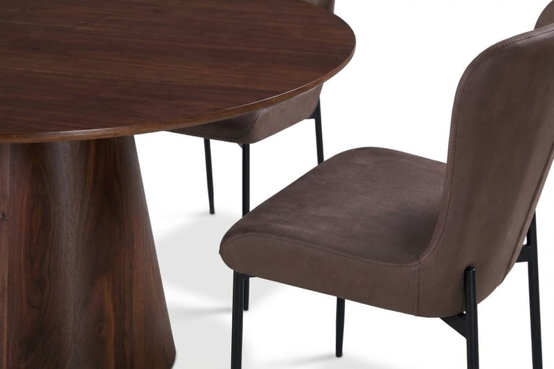Siena Spisegruppe Rund 110 cm Valnød med 4 Elsie Spisestole - Valnød/Brun - Møbler - Borde - Spisebordssæt