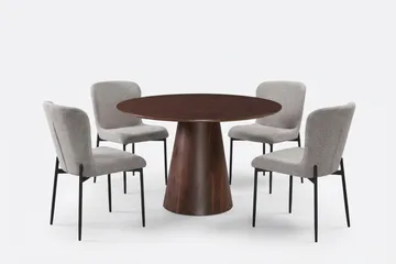 Siena Spisegruppe Rund 110 cm Valnød med 4 Elsie Spisestole