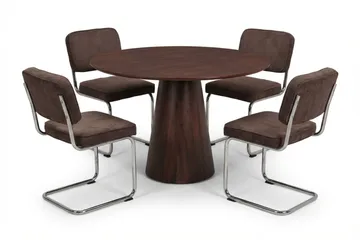 Siena spisegruppe rund 110 cm valnød med 4 Milva spisestole