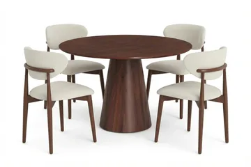 Siena spisegruppe rund 110 cm valnød med 4 Molly spisestole