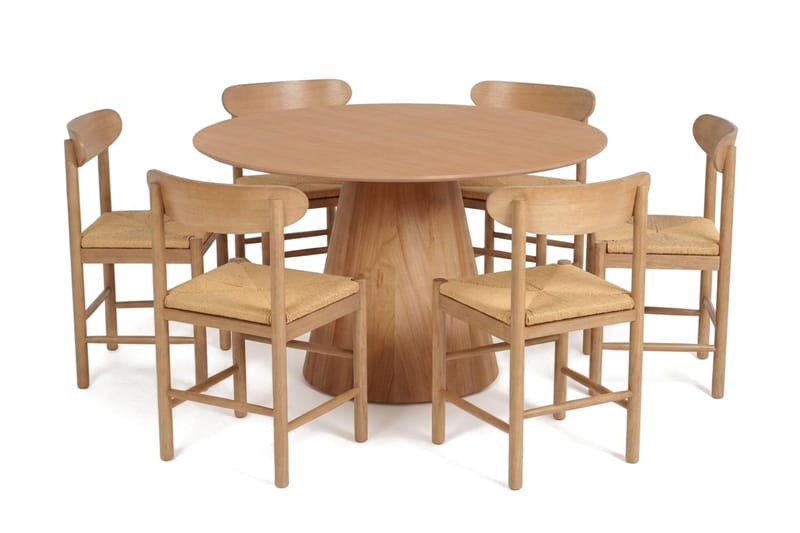 Siena Spisegruppe rund 130 cm Eg med 6 Malte Spisestole - Møbler - Borde - Spisebordssæt
