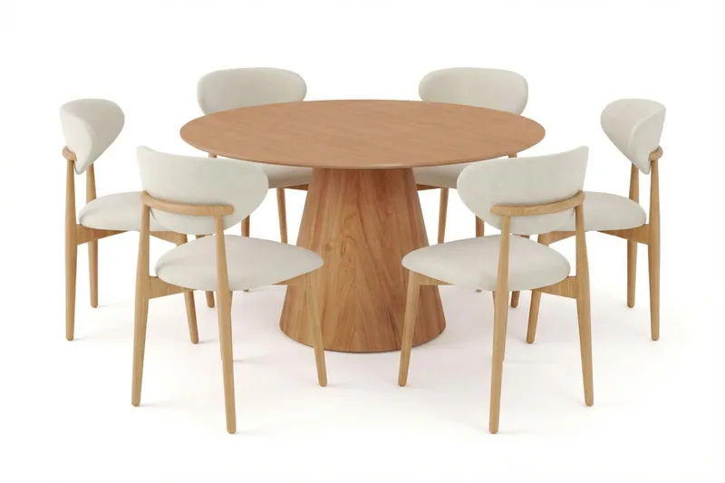 Siena spisegruppe rund 130 cm eg med 6 Molly spisestole - Eg - Møbler - Borde - Spisebordssæt