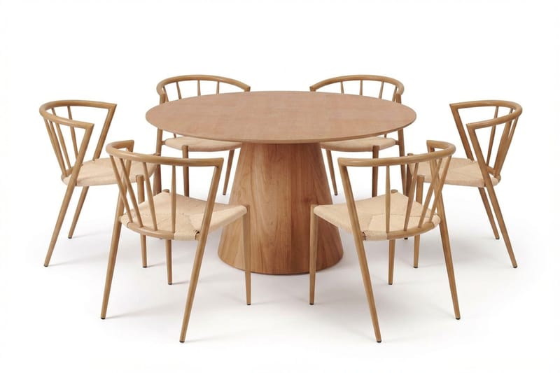 Siena spisegruppe rund 130 cm eg med 6 Winston spisestole - Eg - Møbler - Borde - Spisebordssæt