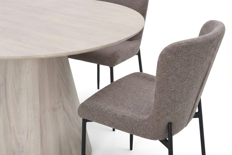 Siena spisegruppe rund 130 cm hvidlaseret med 6 Elsie-spisestole - Hvidlaseret/Grå - Møbler - Borde - Spisebordssæt