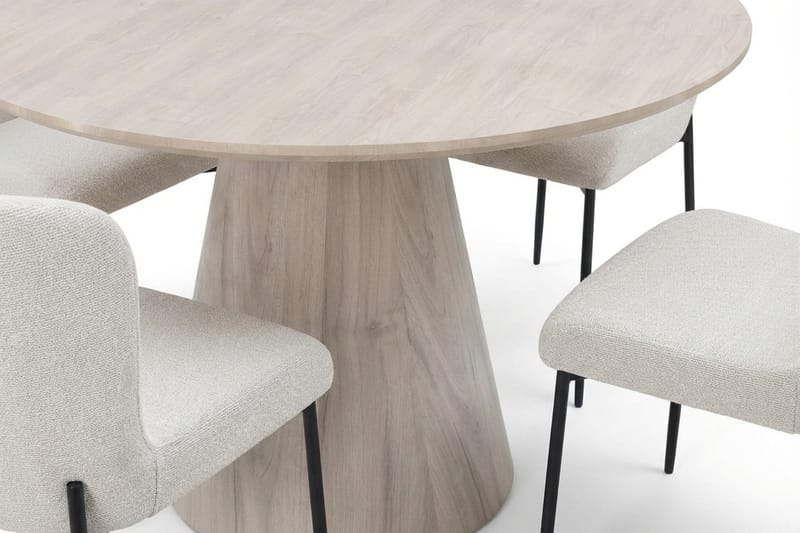 Siena spisegruppe rund 130 cm hvidlaseret med 6 Elsie-spisestole - Hvidlaseret/Hvid - Møbler - Borde - Spisebordssæt