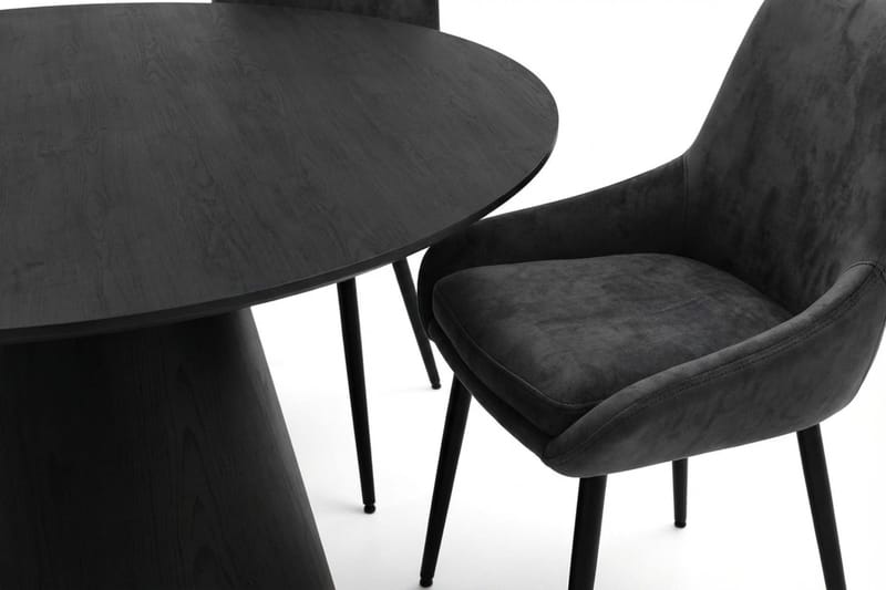 Siena spisegruppe rund 130 cm sort med 6 Alsarp spisestole - Sort - Møbler - Borde - Spisebordssæt