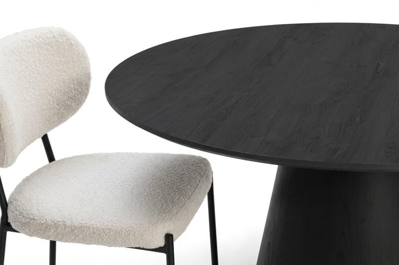 Siena spisegruppe rund 130 cm sort med 6 Gemmiano spisestole - Sortbejdset eg - Møbler - Borde - Spisebordssæt