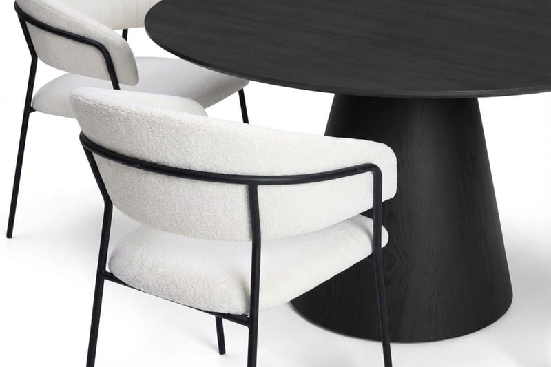 Siena spisegruppe rund 130 cm sort med 6 Karol spisestole - Sort - Møbler - Borde - Spisebordssæt