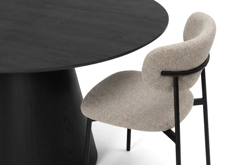 Siena spisegruppe rund 130 cm Sort med 6 Lucy-spisestole - Sort - Møbler - Borde - Spisebordssæt