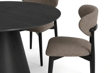 Siena spisegruppe rund 130 cm sort med 6 Molly spisestole - Sortbejdset eg - Møbler - Borde - Spisebordssæt