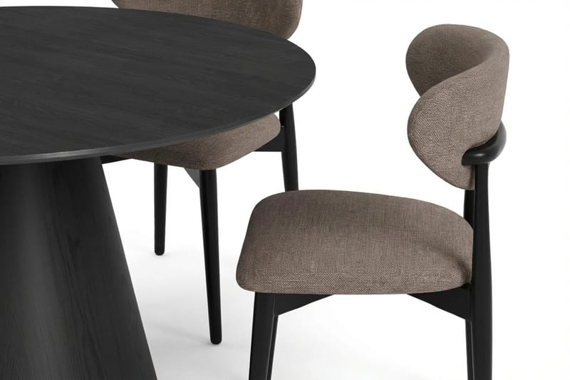 Siena spisegruppe rund 130 cm sort med 6 Molly spisestole - Sortbejdset eg - Møbler - Borde - Spisebordssæt