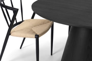 Siena spisegruppe rund 130 cm sort med 6 Winston spisestole - Sortbejdset eg - Møbler - Borde - Spisebordssæt