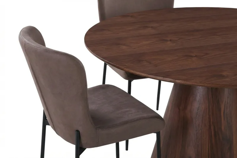 Siena spisegruppe rund 130 cm valnød med 6 Elsie spisestole - Valnød/Brun - Møbler - Borde - Spisebordssæt