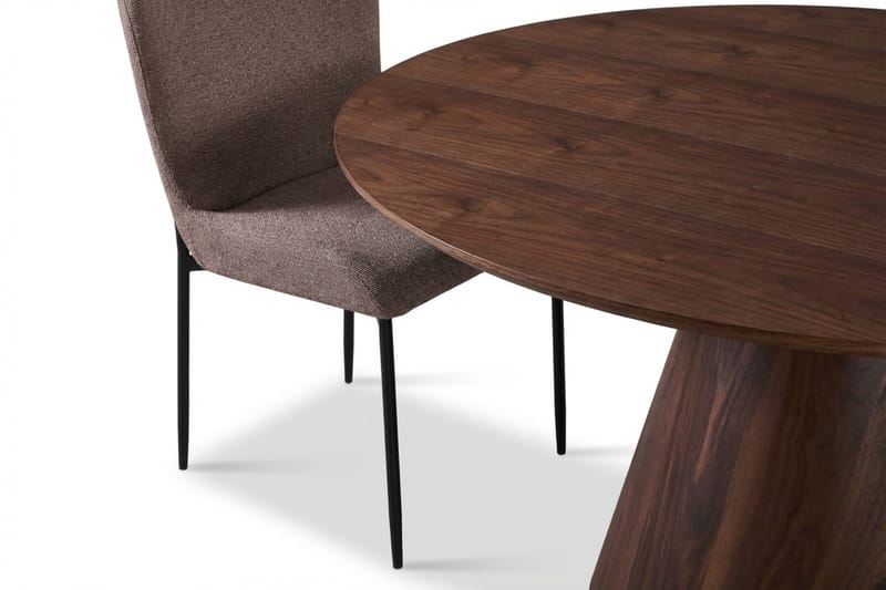 Siena Spisegruppe Rund 130 cm Valnød med 6 Elsie Spisestole - Valnød/Grå - Møbler - Borde - Spisebordssæt