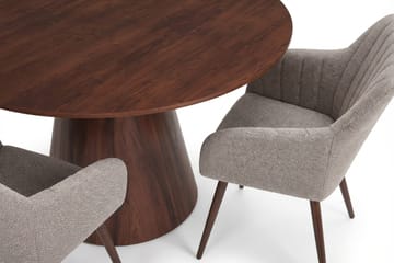 Siena spisegruppe rund 130 cm valnød med 6 Filippa spisestole - Valnød - M øbler - Borde - Spisebordssæt