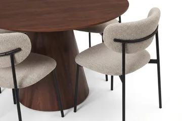 Siena spisegruppe rund 130 cm Valnød med 6 Lucy-spisestole - Valnød - Møbler - Borde - Spisebordssæt