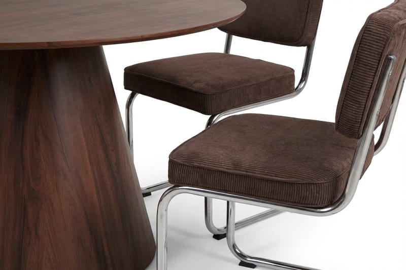 Siena spisegruppe rund 130 cm valnød med 6 Milva spisestole - Valnød - Møbler - Borde - Spisebordssæt