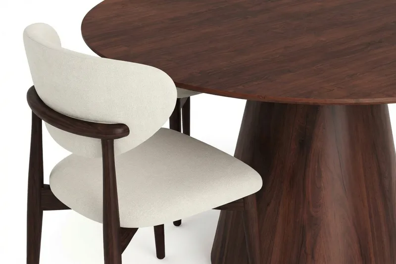 Siena spisegruppe rund 130 cm valnød med 6 Molly spisestole - Valnød - Møbler - Borde - Spisebordssæt