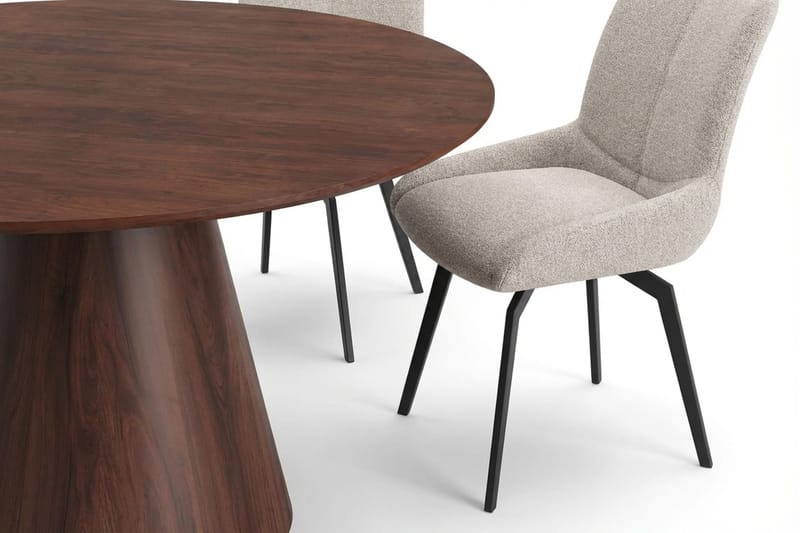 Siena spisegruppe rund 130 cm valnød med 6 Mora spisestole - Valnød - Møbler - Borde - Spisebordssæt