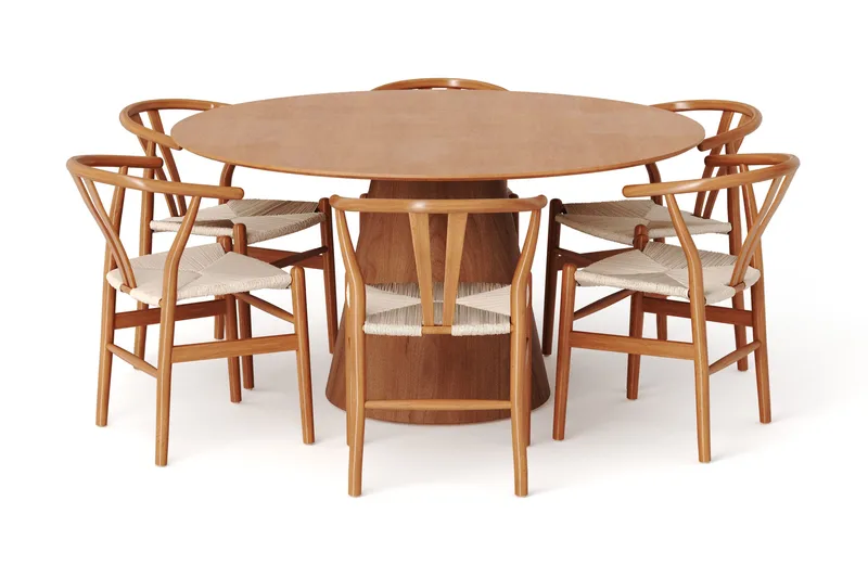 Siena spisegruppe rund 150 cm Eg med 6 Dastoori spisestole - Eg - Møbler - Borde - Spisebordssæt