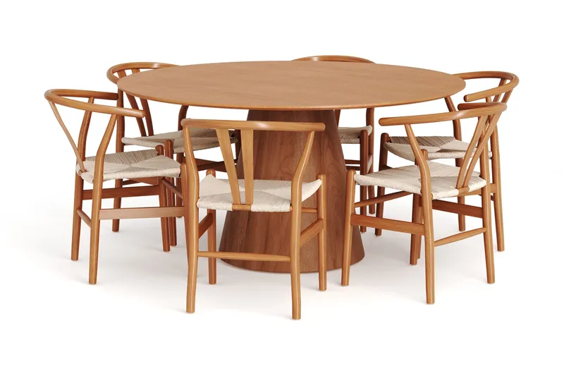 Siena spisegruppe rund 150 cm Eg med 6 Dastoori spisestole, Eg