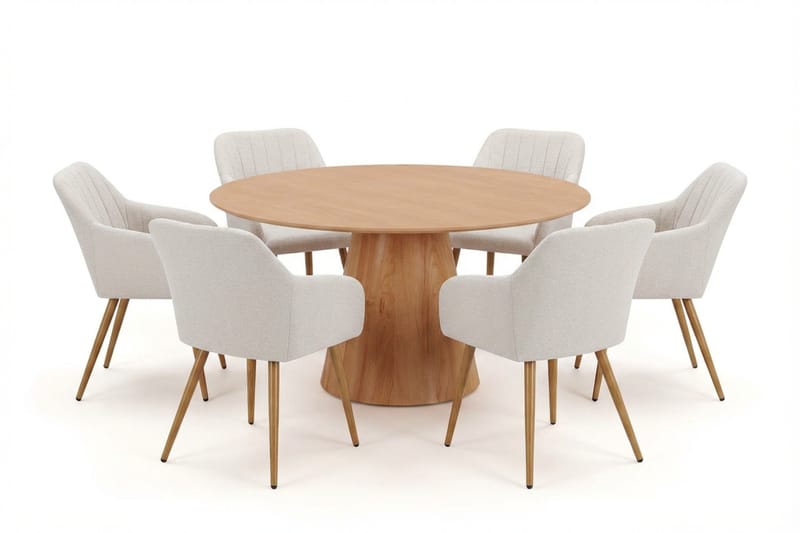 Siena spisegruppe rund 150 cm eg med 6 Filippa spisestole, Eg