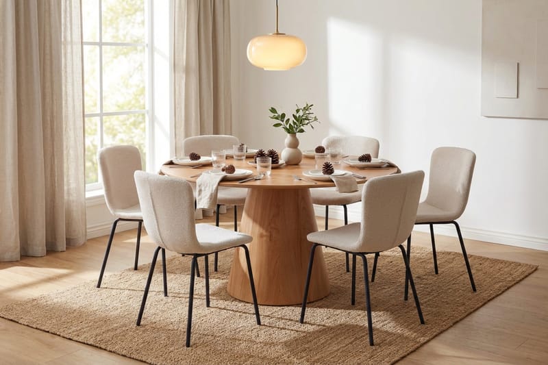 Siena spisegruppe rund 150 cm Eg med 6 Katy spisestole - Eg - Møbler - Borde - Spisebordssæt