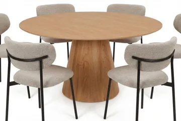 Siena spisegruppe rund 150 cm Eg med 6 Lucy-spisestole - Eg - Møbler - Borde - Spisebordssæt