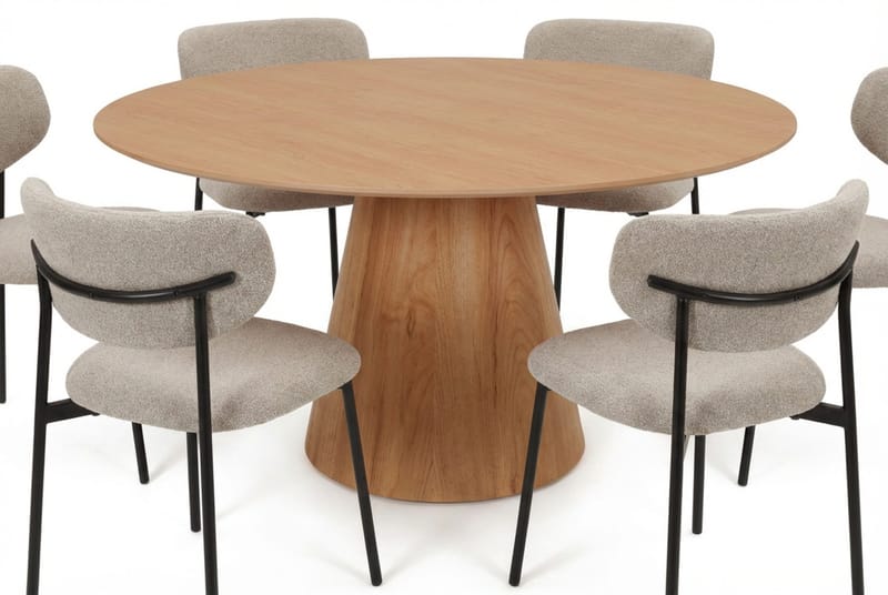 Siena spisegruppe rund 150 cm Eg med 6 Lucy-spisestole - Eg - Møbler - Borde - Spisebordssæt